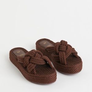 H&M Brown Woven Slides